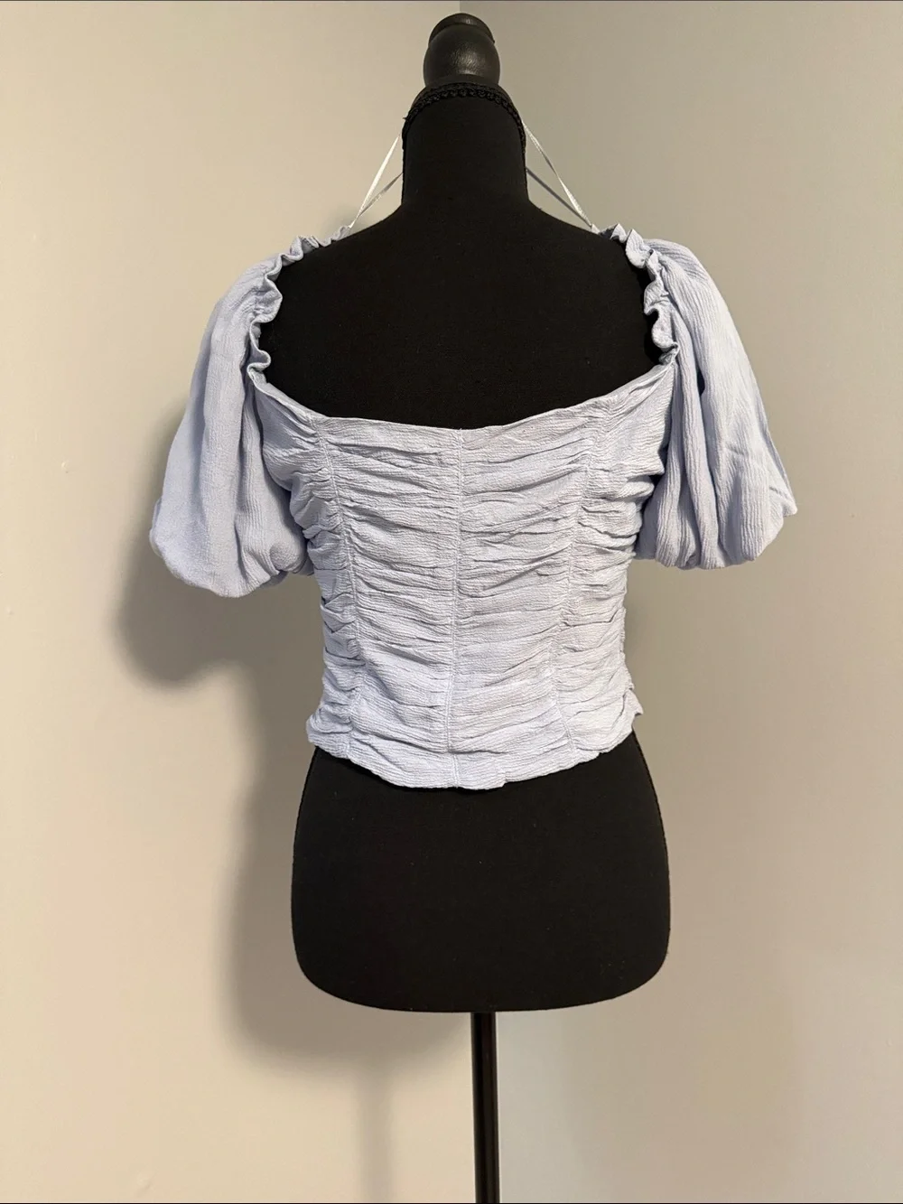 ASTR Light Lavender Ruched Puff-Sleeve Halter Top